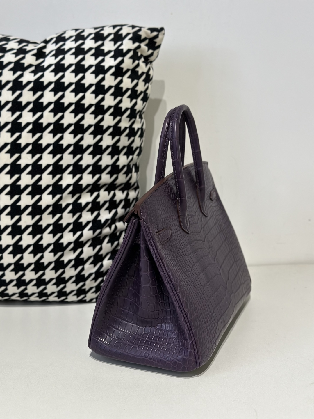 Crocodile Leather Amethyst Purple 25cm Matte Silver Hardware Top Handle Tote Bag WCB174 image 4