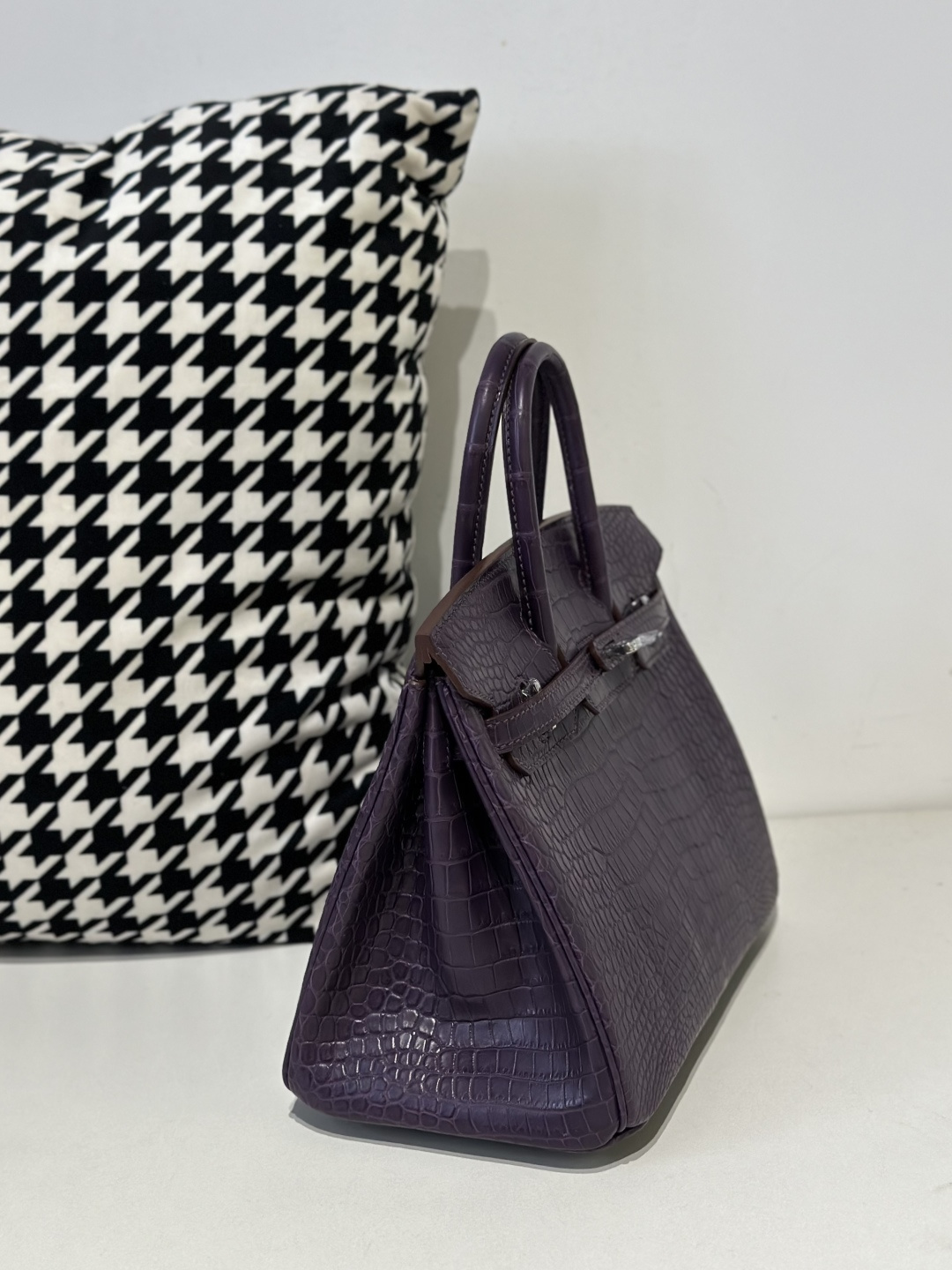 Crocodile Leather Amethyst Purple 25cm Matte Silver Hardware Top Handle Tote Bag WCB174 image 5