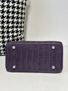 Crocodile Leather Amethyst Purple 25cm Matte Silver Hardware Top Handle Tote Bag WCB174 image 6