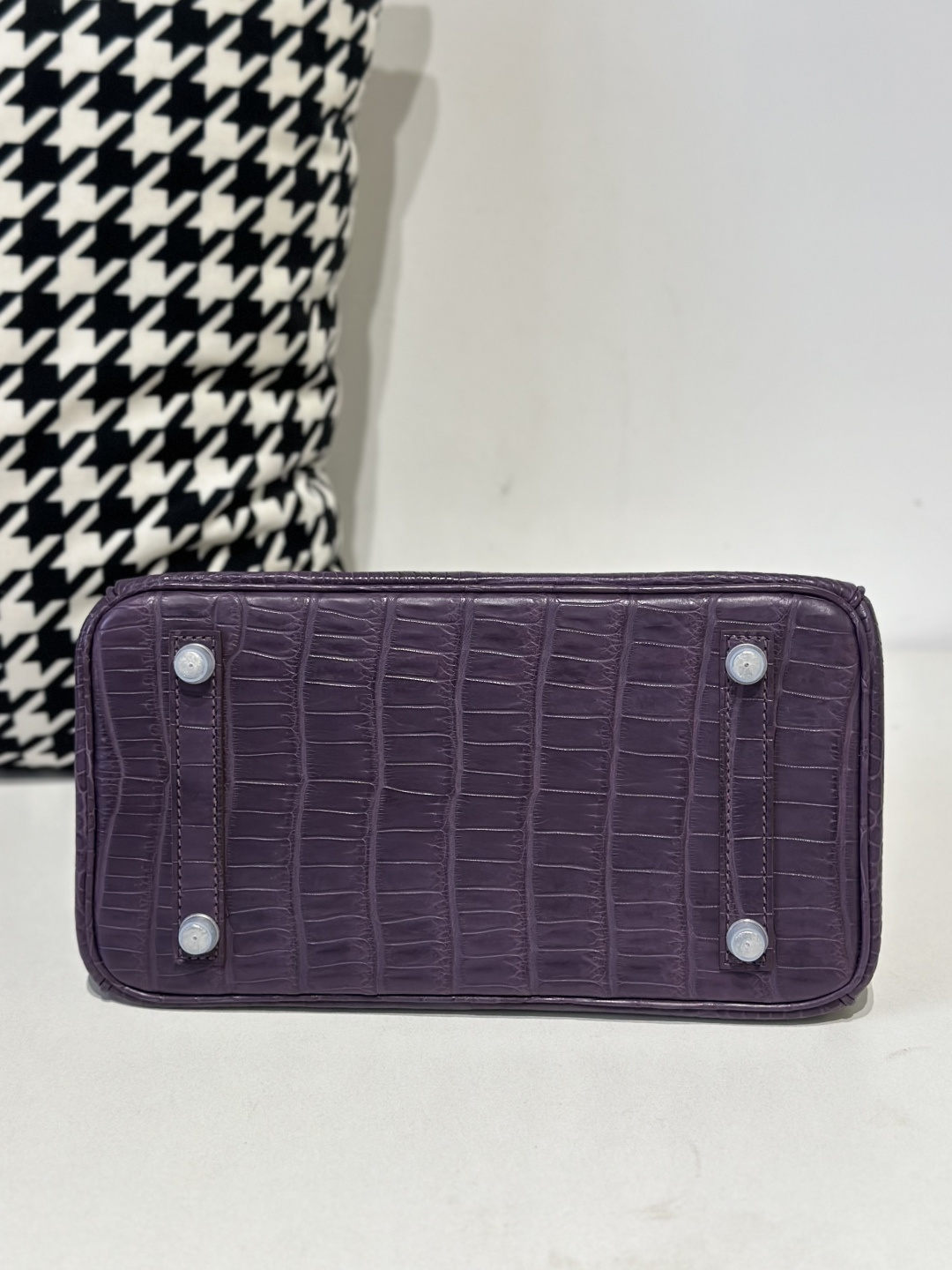 Crocodile Leather Amethyst Purple 25cm Matte Silver Hardware Top Handle Tote Bag WCB174 image 6