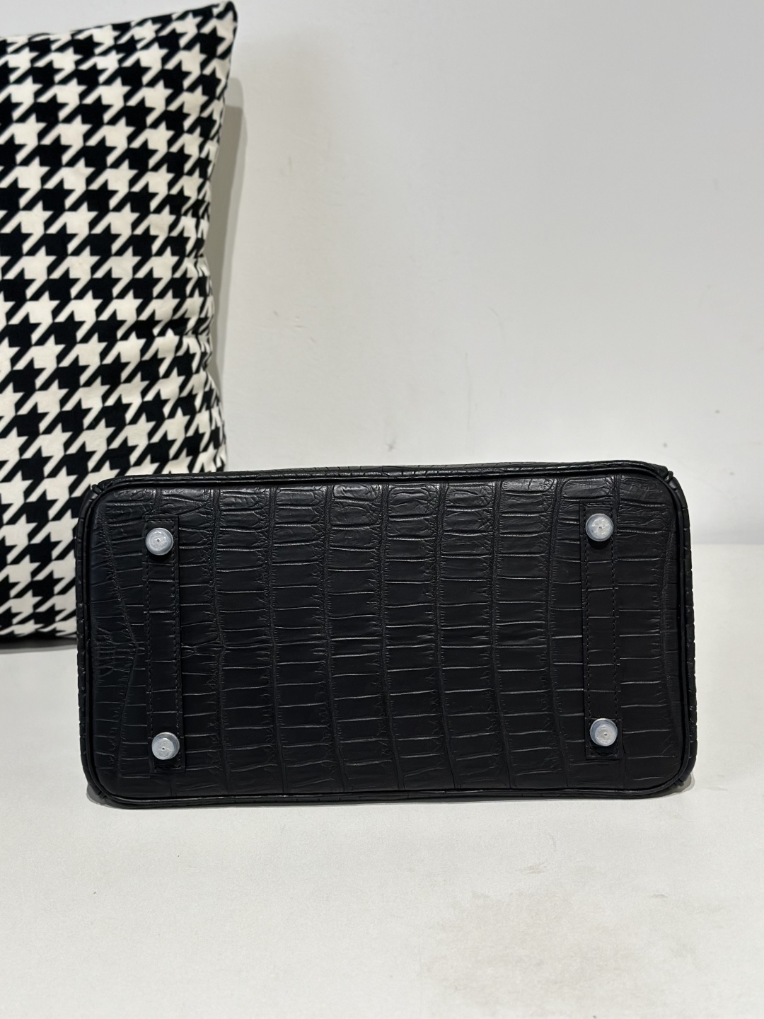 Crocodile Leather Black 30cm Matte Silver Hardware Top Handle Tote Bag WCB176 image 6