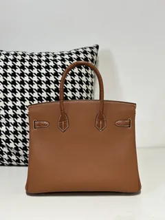 Crocodile Leather Saddle Brown 30cm Matte Silver Hardware Top Handle Tote Bag WCB177 image 3