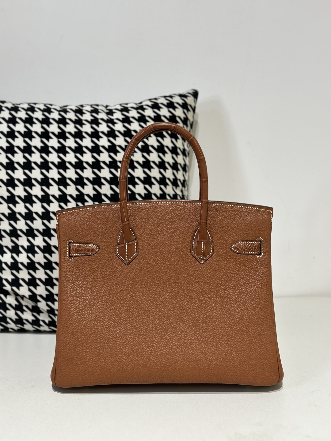 Crocodile Leather Saddle Brown 30cm Matte Silver Hardware Top Handle Tote Bag WCB177 photo 3