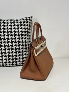 Crocodile Leather Saddle Brown 30cm Matte Silver Hardware Top Handle Tote Bag WCB177 image 5