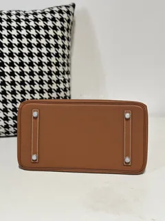 Crocodile Leather Saddle Brown 30cm Matte Silver Hardware Top Handle Tote Bag WCB177 image 6
