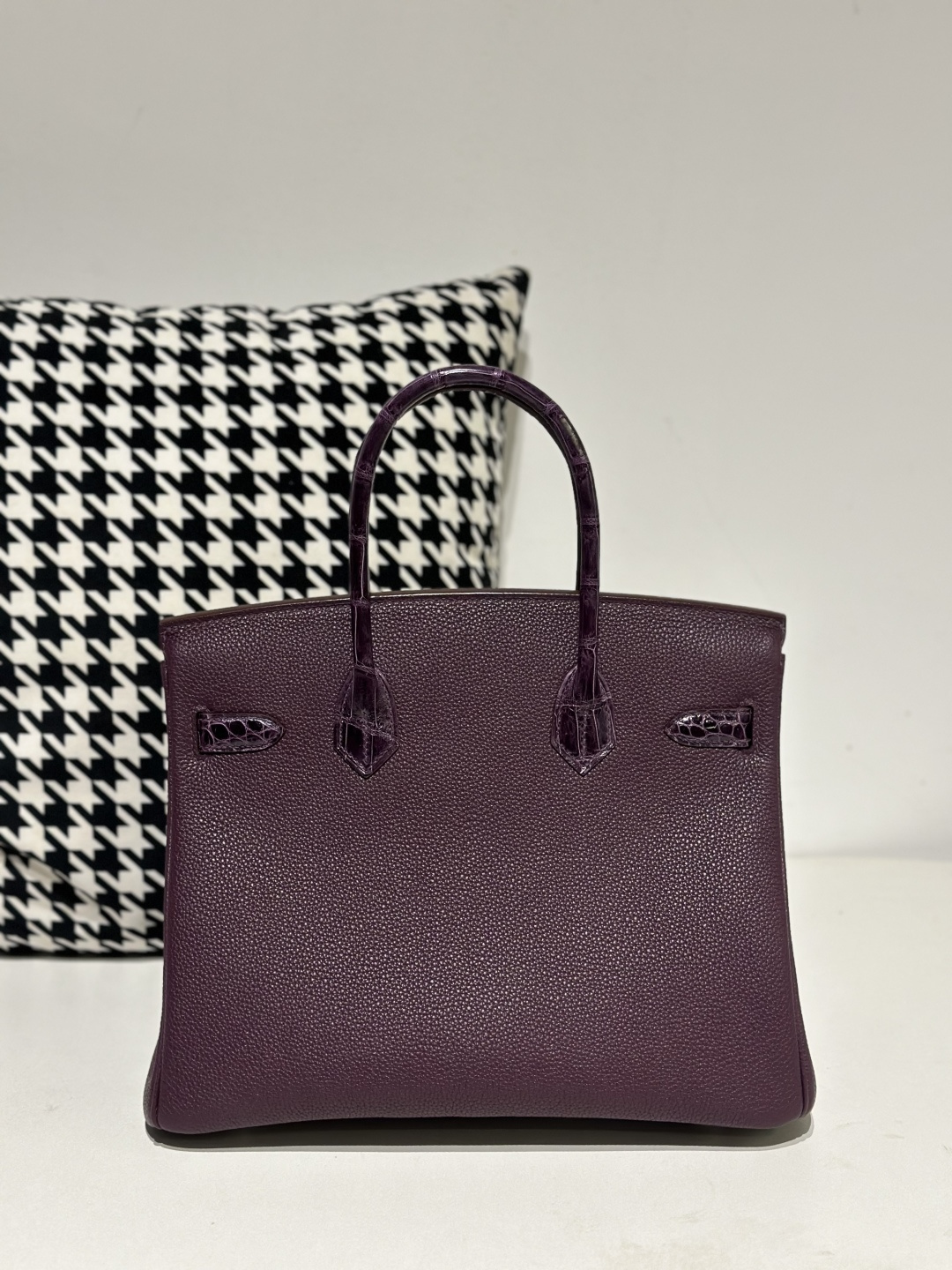 Crocodile Leather Grape Purple 30cm Matte Silver Hardware Top Handle Tote Bag WCB178 image 3