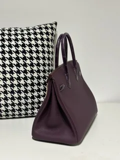 Crocodile Leather Grape Purple 30cm Matte Silver Hardware Top Handle Tote Bag WCB178 image 4