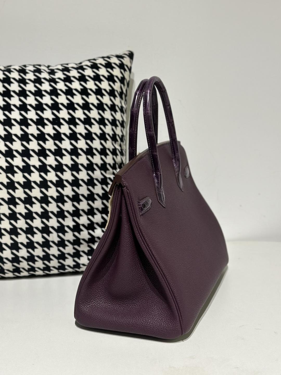 Crocodile Leather Grape Purple 30cm Matte Silver Hardware Top Handle Tote Bag WCB178 image 4