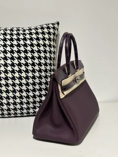 Crocodile Leather Grape Purple 30cm Matte Silver Hardware Top Handle Tote Bag WCB178 image 5