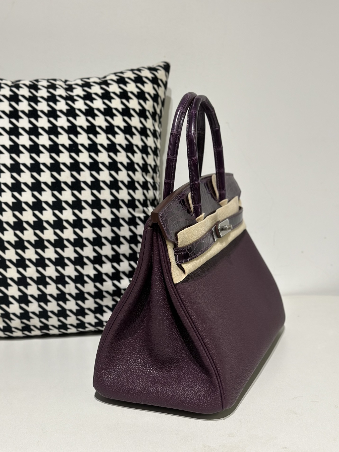 Crocodile Leather Grape Purple 30cm Matte Silver Hardware Top Handle Tote Bag WCB178 image 5