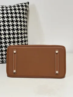 Crocodile Leather Saddle Brown 30cm Matte Mixed Leather Gold Hardware Top Handle Tote Bag WCB179 image 6