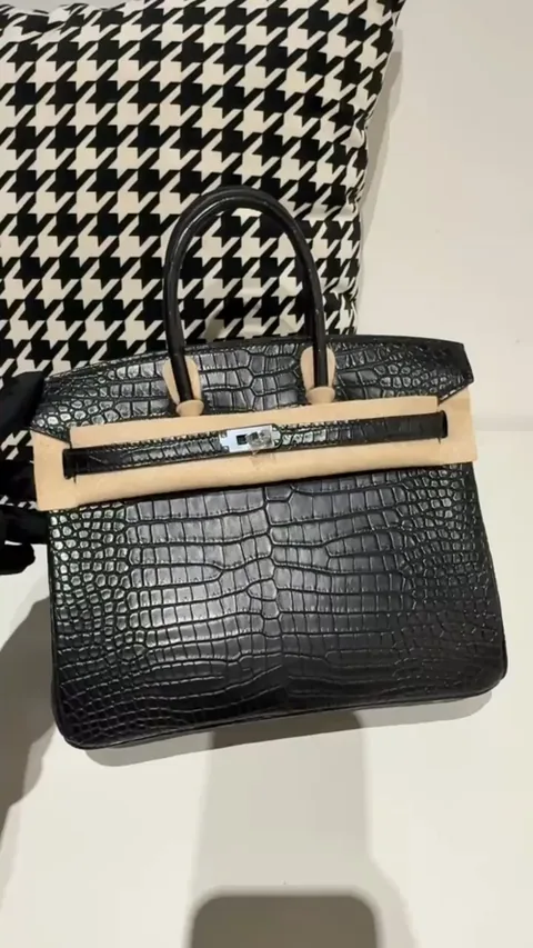 Crocodile Leather Black 25cm Matte Silver Hardware Top Handle Tote Bag WCB180