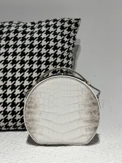 Crocodile Leather Himalayan Matte Nile Silver Hardware Round Bag WCB181 image 3