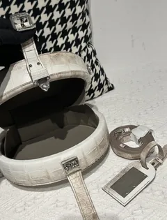Crocodile Leather Himalayan Matte Nile Silver Hardware Round Bag WCB182 image 2