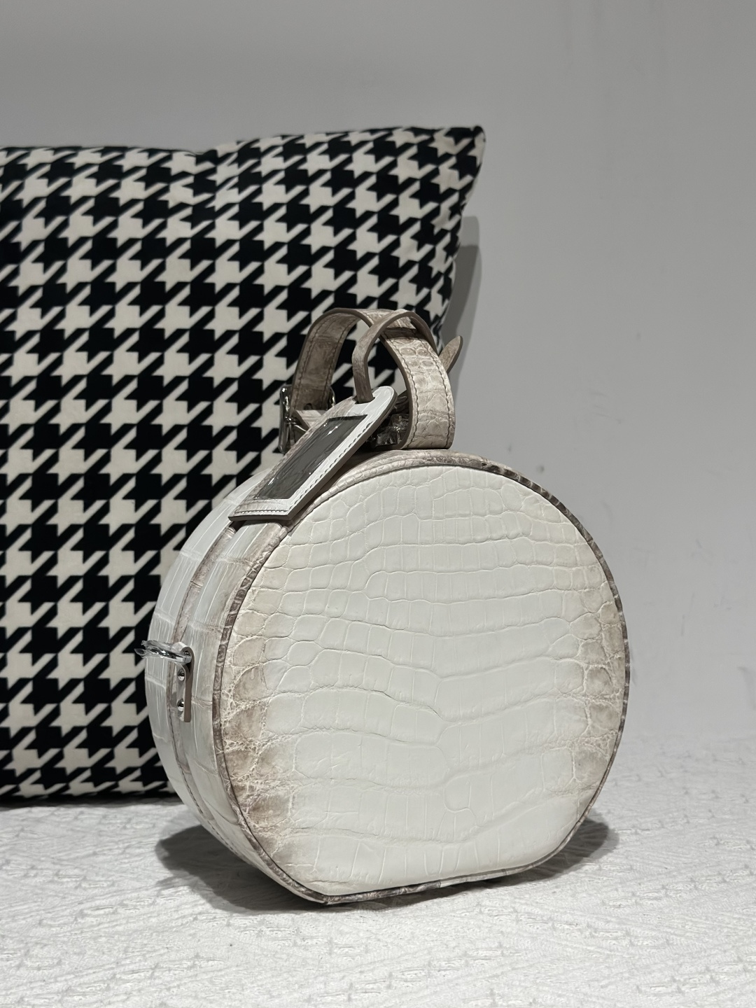 Crocodile Leather Himalayan Matte Nile Silver Hardware Round Bag WCB182 photo 3
