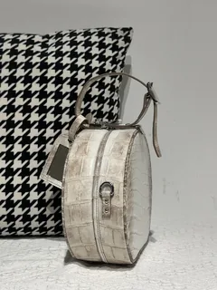 Crocodile Leather Himalayan Matte Nile Silver Hardware Round Bag WCB182 image 4