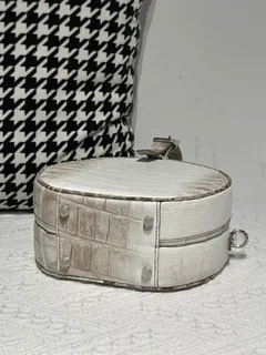 Crocodile Leather Himalayan Matte Nile Silver Hardware Round Bag WCB182 image 6