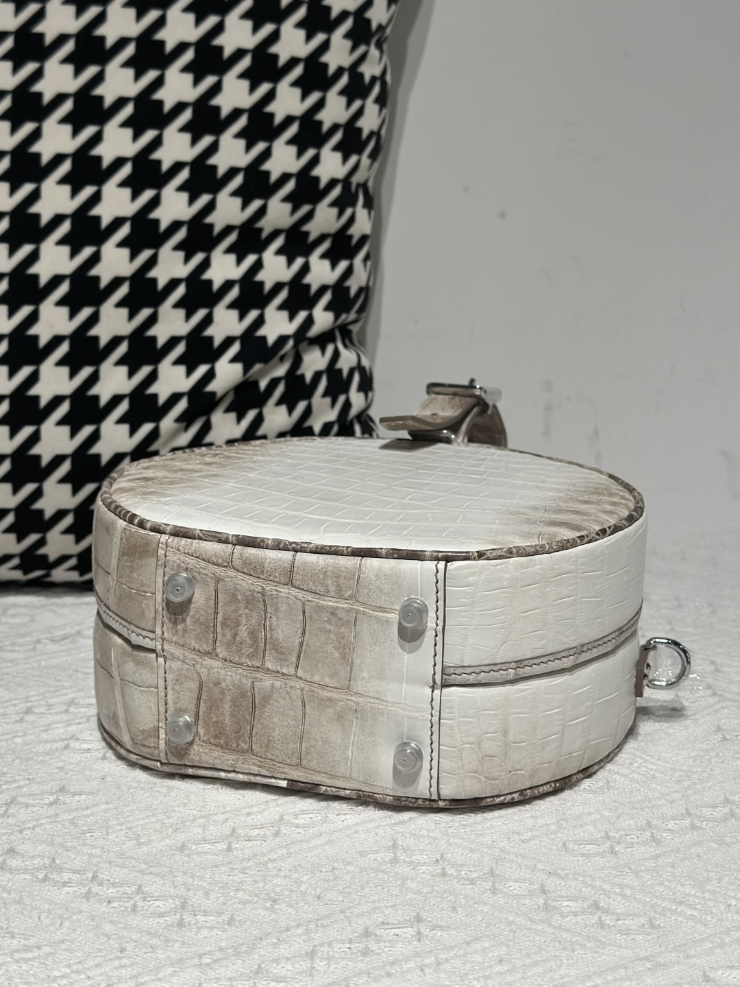 Crocodile Leather Himalayan Matte Nile Silver Hardware Round Bag WCB182 photo 6