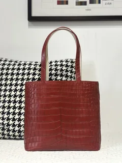 Crocodile Leather Matte Burgundy Nile Tote Bag WCB183 image 1