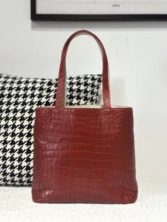 Crocodile Leather Matte Burgundy Nile Tote Bag WCB183 image 3