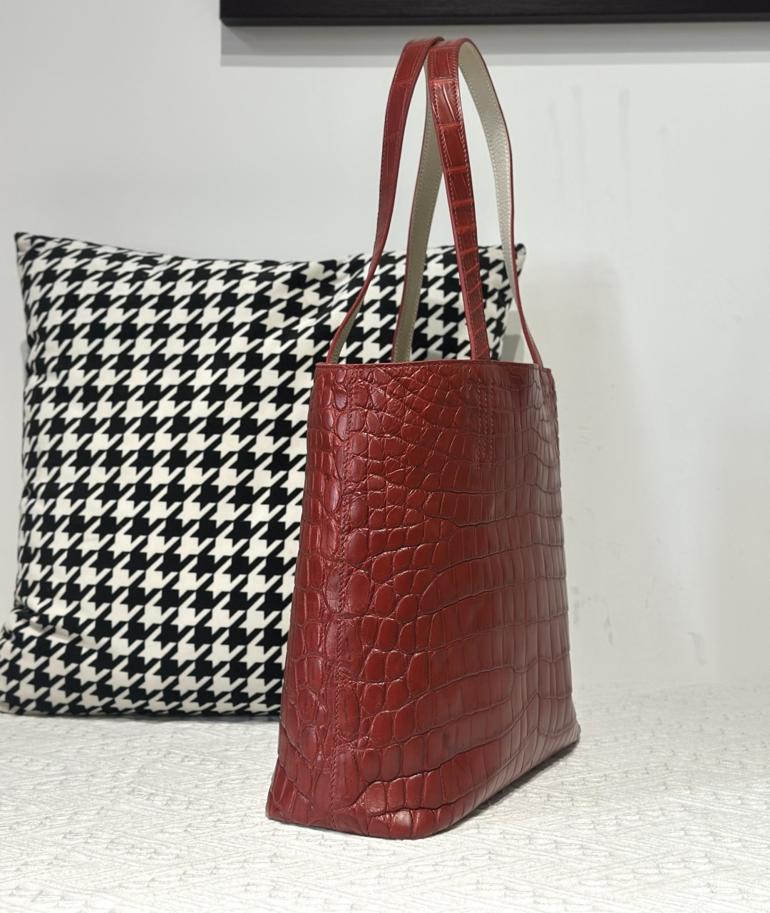 Crocodile Leather Matte Burgundy Nile Tote Bag WCB183 photo 5
