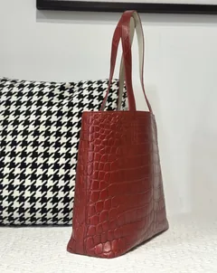 Crocodile Leather Matte Burgundy Nile Tote Bag WCB183 image 6