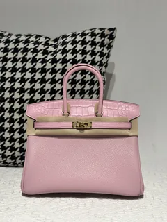 Crocodile Leather 25cm Matte Mixed Leather Textured Grain Top Handle Tote Bag Collection WCB184 image 1