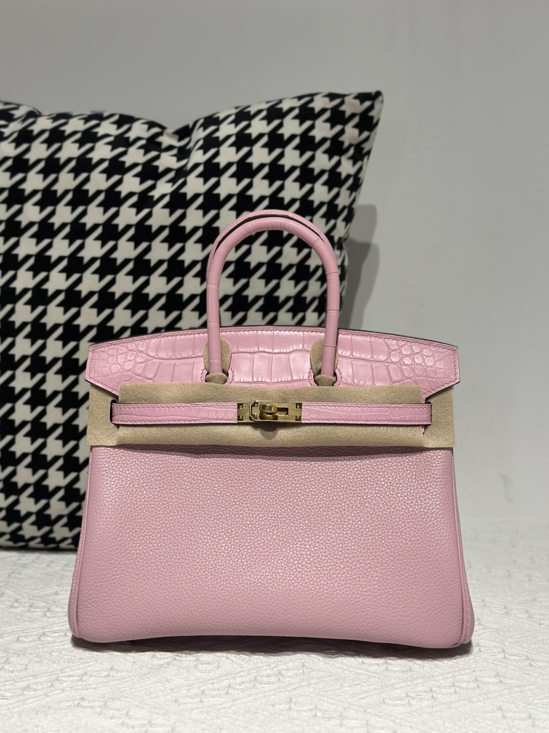Crocodile Leather 25cm Matte Mixed Leather Textured Grain Top Handle Tote Bag Collection WCB184