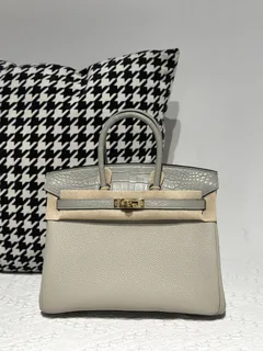 Crocodile Leather 25cm Matte Mixed Leather Textured Grain Top Handle Tote Bag Collection WCB184 image 3
