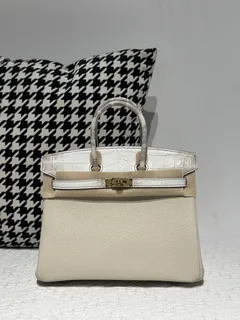 Crocodile Leather 25cm Matte Mixed Leather Textured Grain Top Handle Tote Bag Collection WCB184 image 5