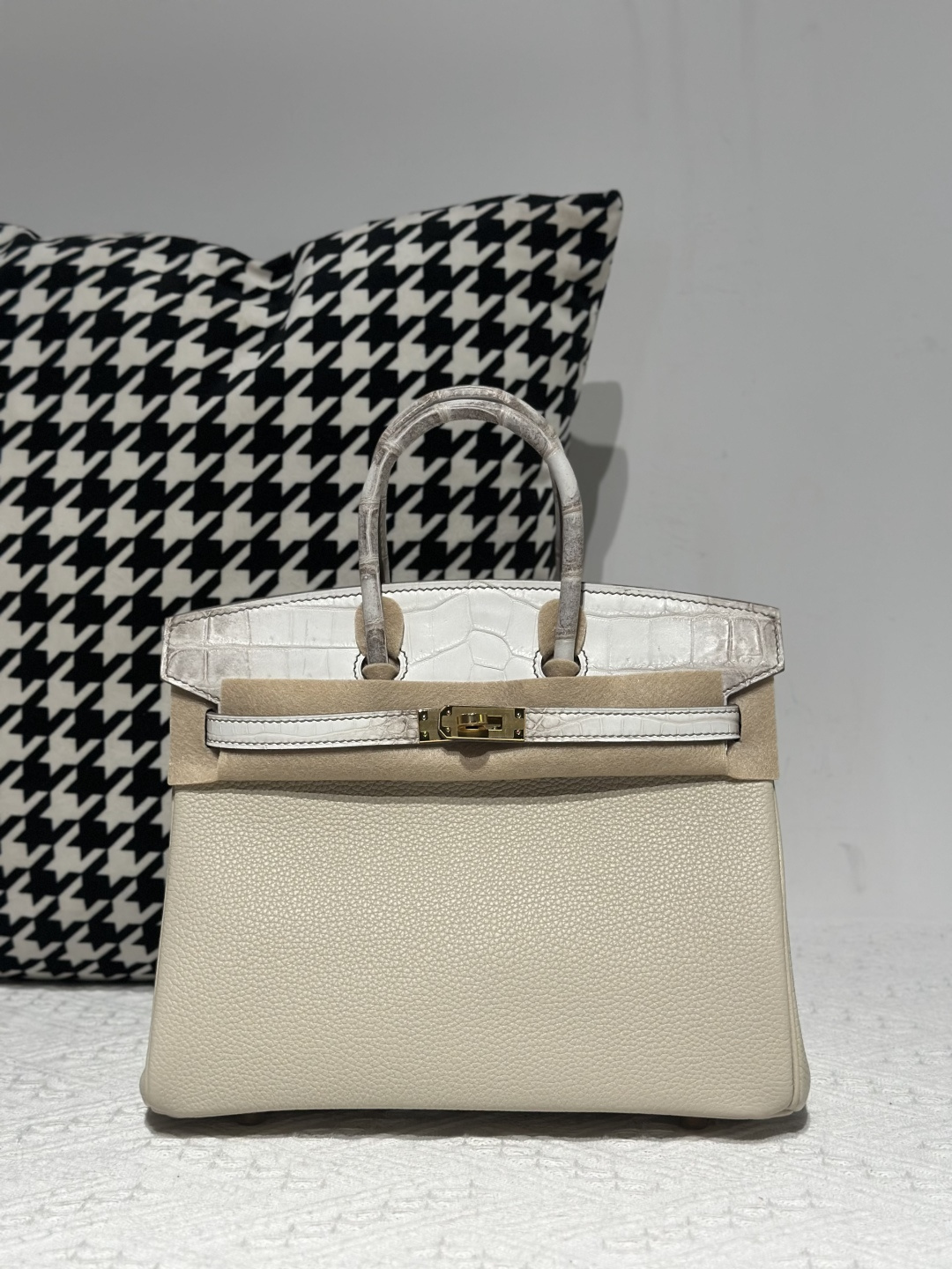 Crocodile Leather 25cm Matte Mixed Leather Textured Grain Top Handle Tote Bag Collection WCB184 photo 5