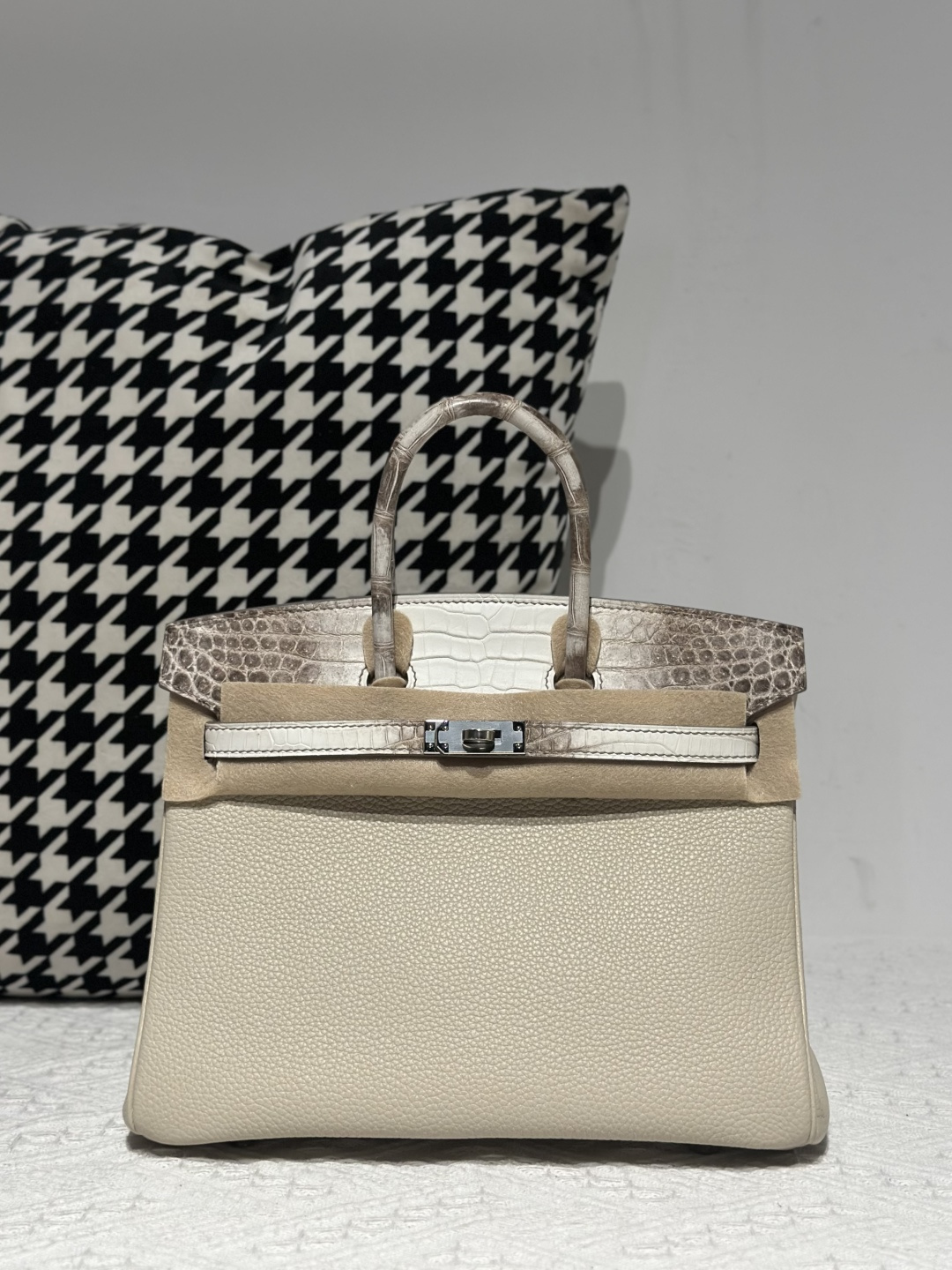 Crocodile Leather 25cm Matte Mixed Leather Textured Grain Top Handle Tote Bag Collection WCB184 photo 6