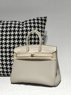 Crocodile Leather 25cm Matte Mixed Leather Gold Hardware Top Handle Tote Bag WCB185 image 2