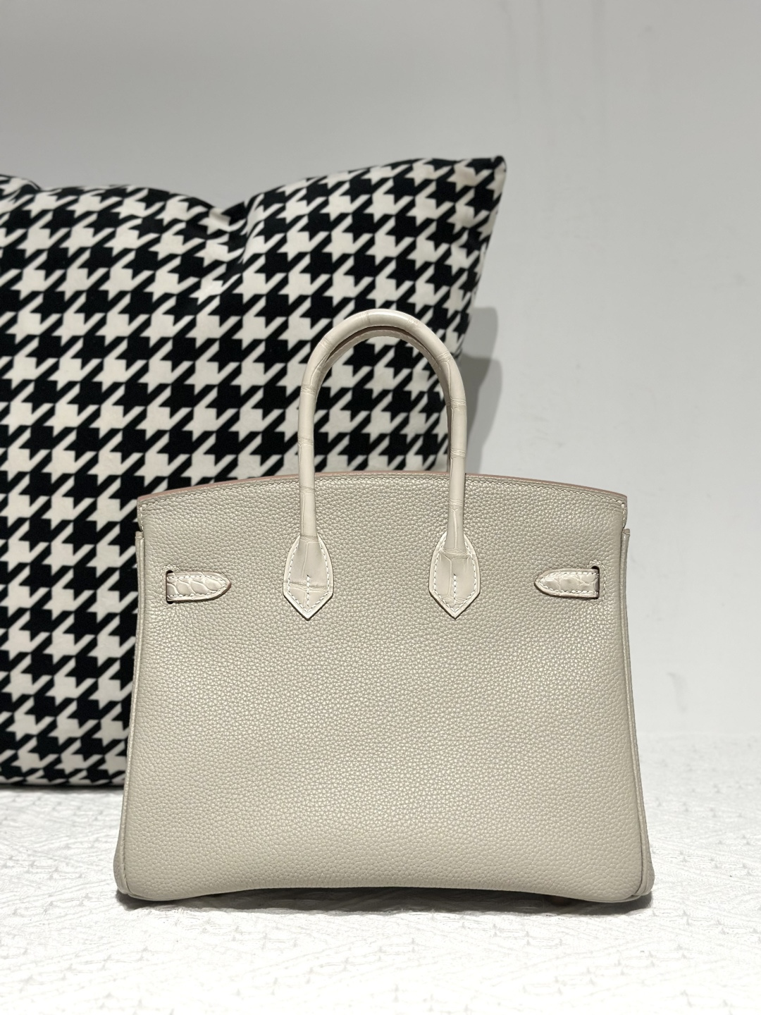 Crocodile Leather 25cm Matte Mixed Leather Gold Hardware Top Handle Tote Bag WCB185 photo 3