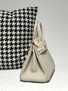 Crocodile Leather 25cm Matte Mixed Leather Gold Hardware Top Handle Tote Bag WCB185 image 5