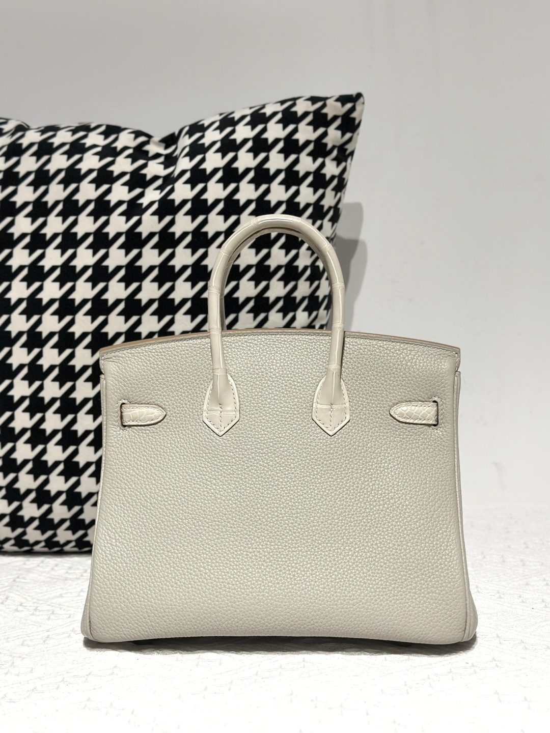 Crocodile Leather 25cm Matte Mixed Leather Silver Hardware Top Handle Tote Bag WCB186 photo 3