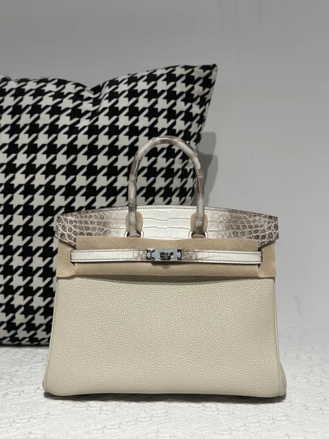 Crocodile Leather Himalayan 25cm Matte Mixed Leather Silver Hardware Top Handle Tote Bag WCB187