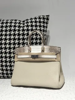 Crocodile Leather Himalayan 25cm Matte Mixed Leather Silver Hardware Top Handle Tote Bag WCB187 image 2