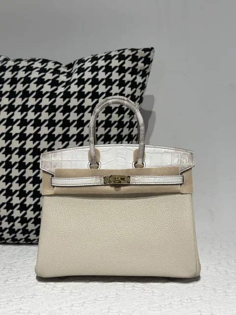 Crocodile Leather Himalayan 25cm Matte Mixed Leather Gold Hardware Top Handle Tote Bag WCB188