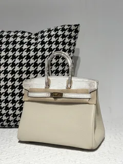 Crocodile Leather Himalayan 25cm Matte Mixed Leather Gold Hardware Top Handle Tote Bag WCB188 image 2