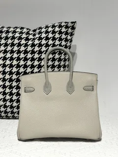Crocodile Leather Pearl Gray 25cm Matte Mixed Leather Gold Hardware Top Handle Tote Bag WCB189 image 3