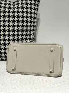 Crocodile Leather Pearl Gray 25cm Matte Mixed Leather Gold Hardware Top Handle Tote Bag WCB189 image 6