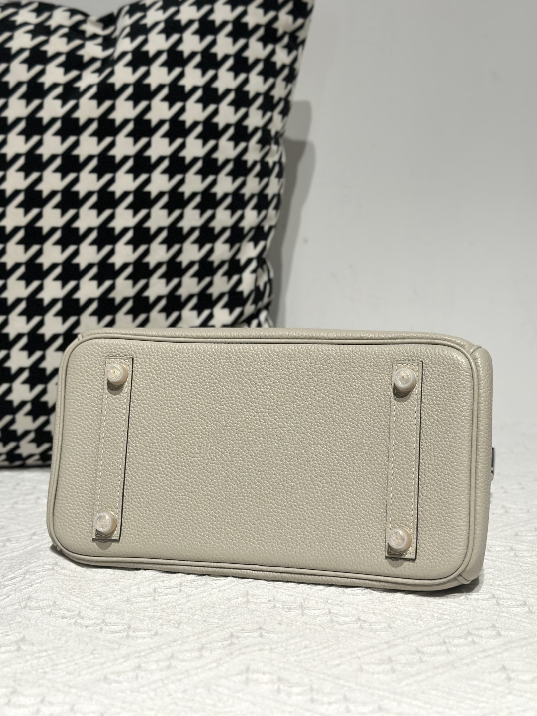 Crocodile Leather Pearl Gray 25cm Matte Mixed Leather Gold Hardware Top Handle Tote Bag WCB189 photo 6