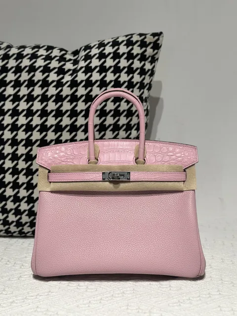Crocodile Leather Sakura Pink 25cm Matte Silver Hardware Top Handle Tote Bag WCB190