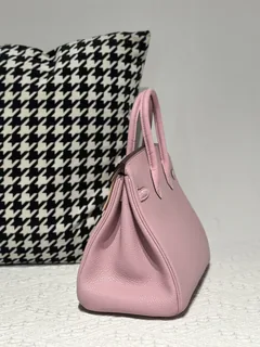 Crocodile Leather Sakura Pink 25cm Matte Silver Hardware Top Handle Tote Bag WCB190 image 4