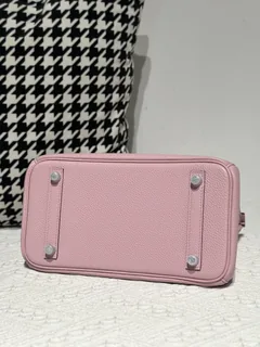 Crocodile Leather Sakura Pink 25cm Matte Silver Hardware Top Handle Tote Bag WCB190 image 6