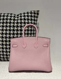 Crocodile Leather Sakura Pink 25cm Matte Mixed Leather Gold Hardware Top Handle Tote Bag WCB191 image 3