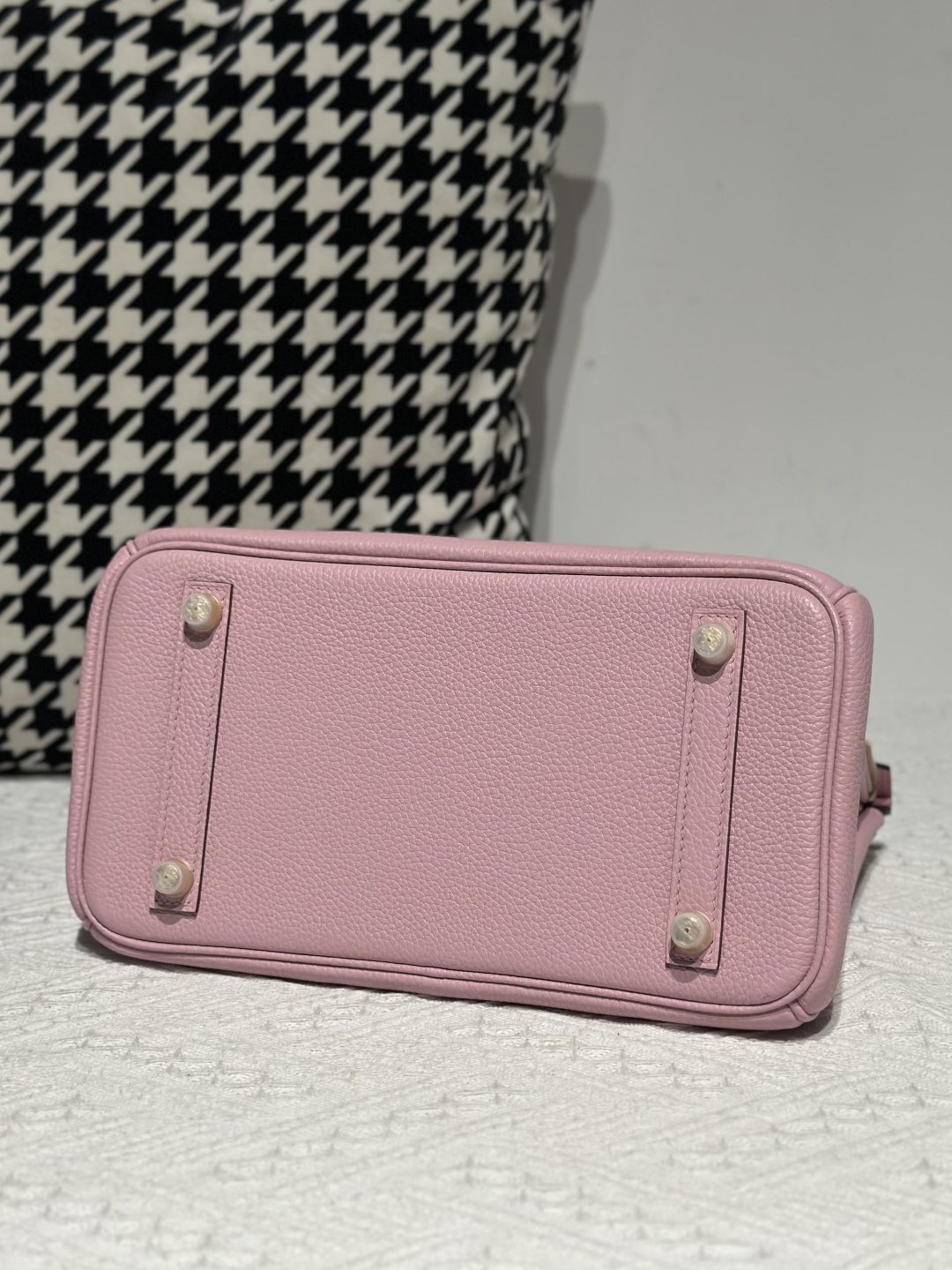 Crocodile Leather Sakura Pink 25cm Matte Mixed Leather Gold Hardware Top Handle Tote Bag WCB191 photo 6