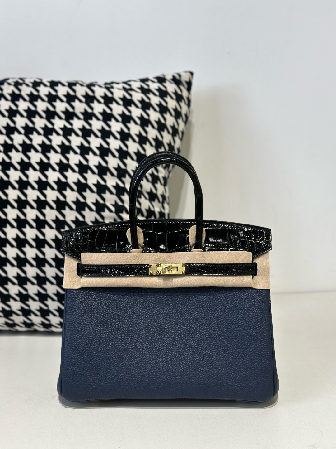 Crocodile Leather 25cm Glossy Mixed Leather Textured Grain Top Handle Tote Bag Collection WCB192 photo 3