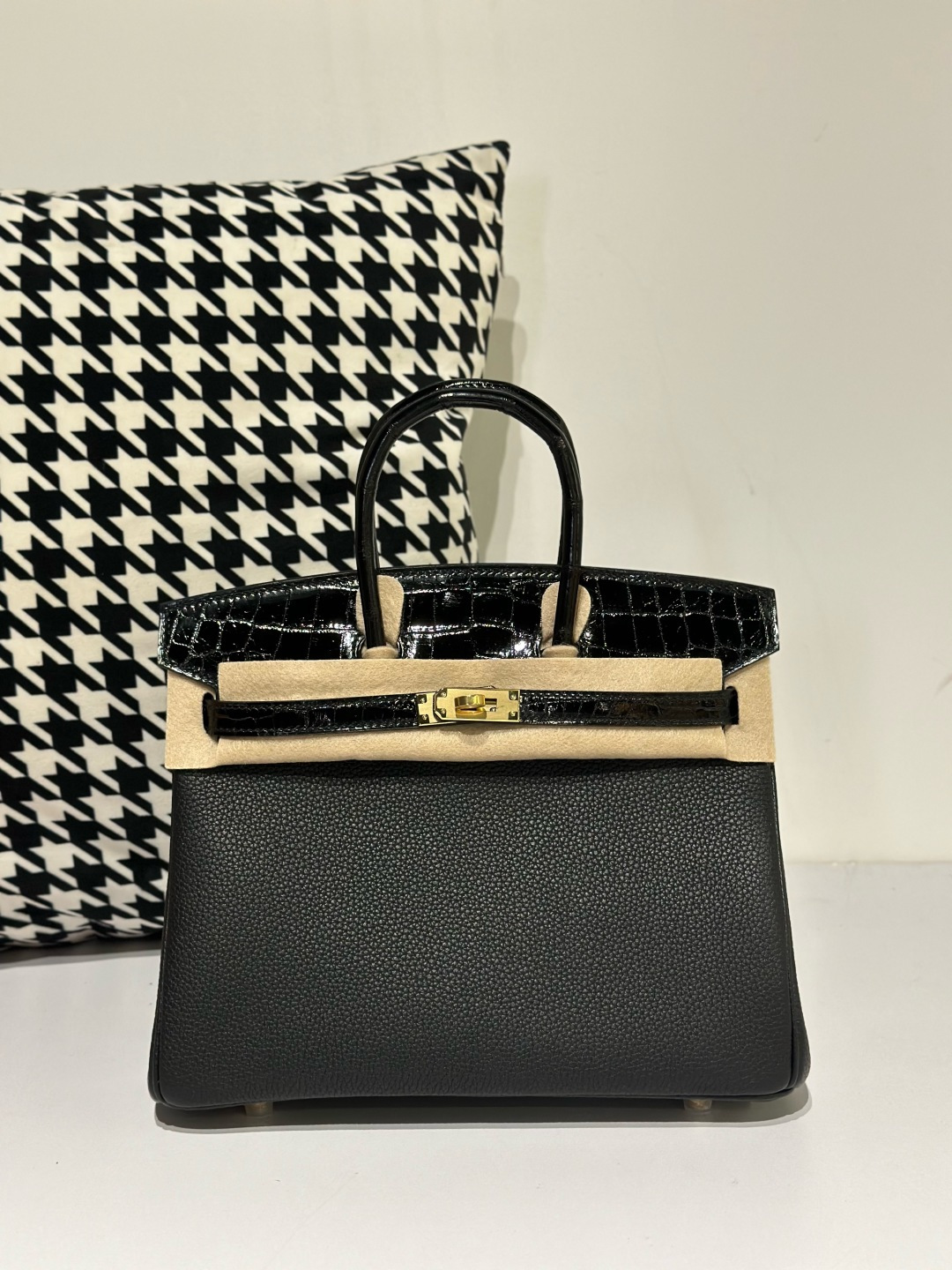 Crocodile Leather 25cm Glossy Mixed Leather Textured Grain Top Handle Tote Bag Collection WCB192 photo 4